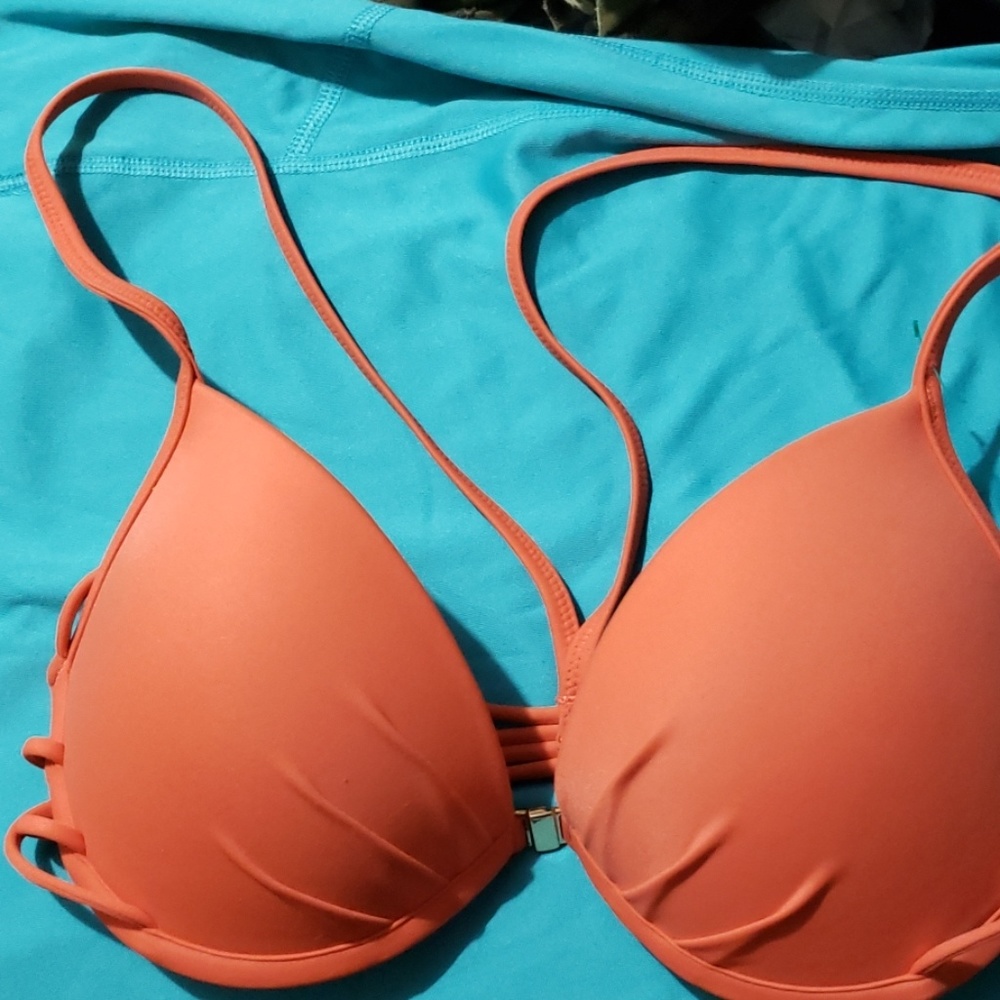 VICTORIAS SECRET WOMEN'S CORAL STRAPPY BIKINI TOP - Picture 2 of 8